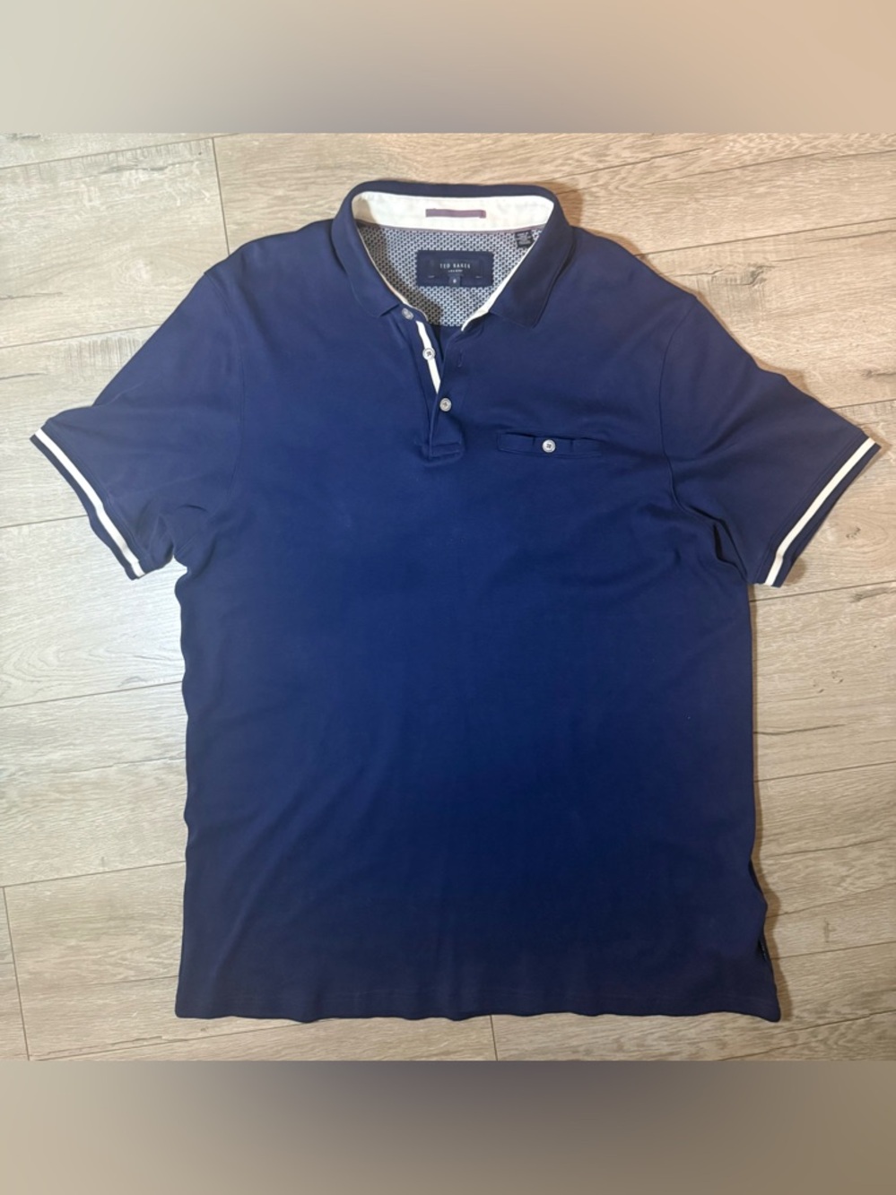 Ted Baker London Derry Polo Shirt Men 6 (XL) Navy Blue 100% Cotton Short Sleeve